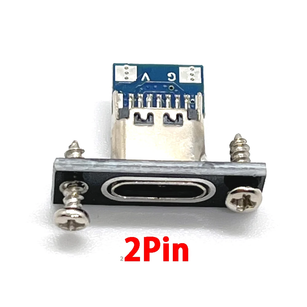 USB Jack Type-C 2Pin 4Pin With screws Waterproof strip line of solder joint Female Connector USB Charging Port Socket Connector