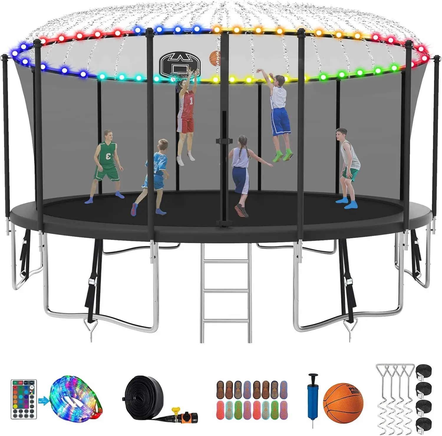 Tranpoline 1500LBS 16 15 14 12 10 8 FT Tranpoline for 7 10 Kids and Adults Windproof Outdoor Tranpoline with Enclosure Net Baske