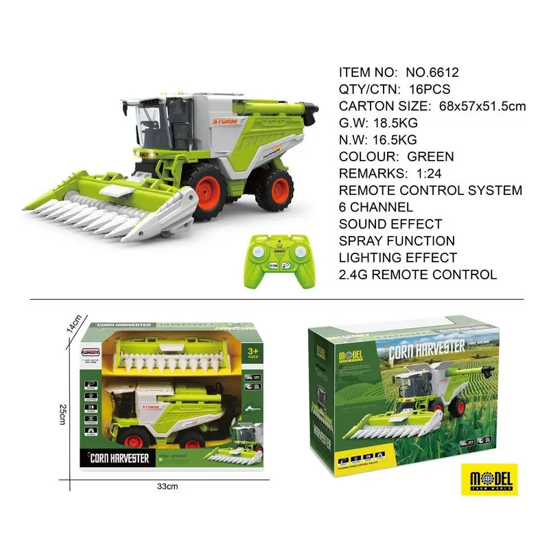 New Electric Remote Control Harvester Agricultural Vehicle Spray Tractor Engineering Vehicle Toy Simulation Agricultural Toy Car