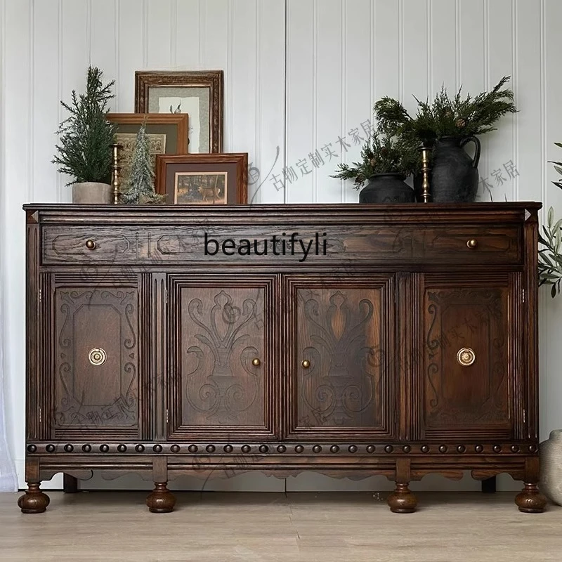

Neoclassical Sideboard/French Retro Solid Wood Large Capacity Entryway/Storage/Storage Chest