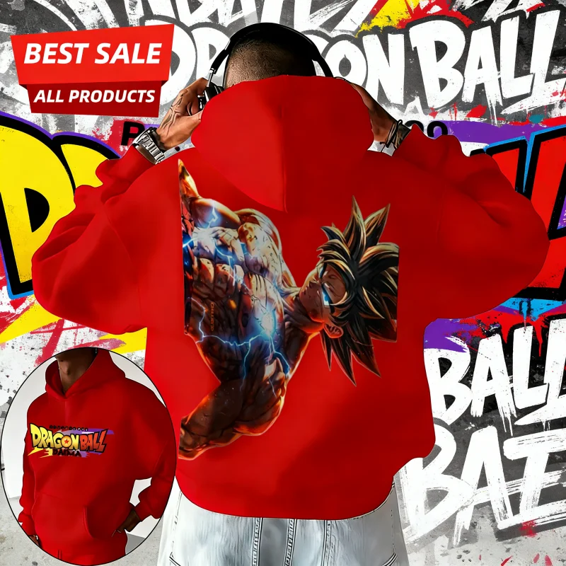 

Худи Dragon Ball DAIMA Осень-Зима 2026, 100% хлопок, винтажный дизайн, с принтом «Молния Супер Сайян», оверсайз, унисекс, пуловер для фанатов DBZ