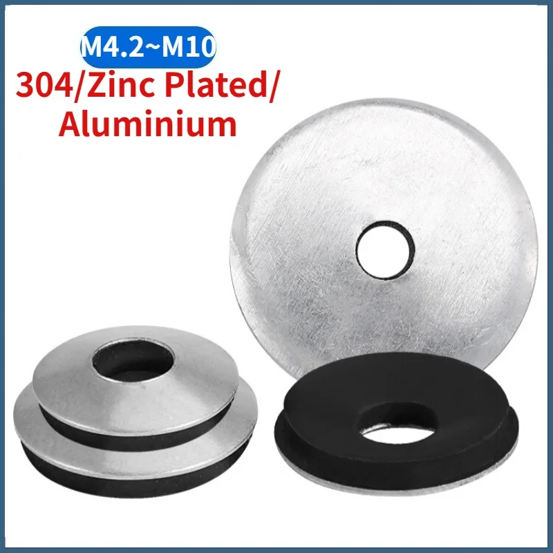 M4.2 - M10 304 / Carbon Steel / Aluminium Sealing Washers Epdm Rubber Waterproof Dustproof Compound Gaskets Non-slip Gasket