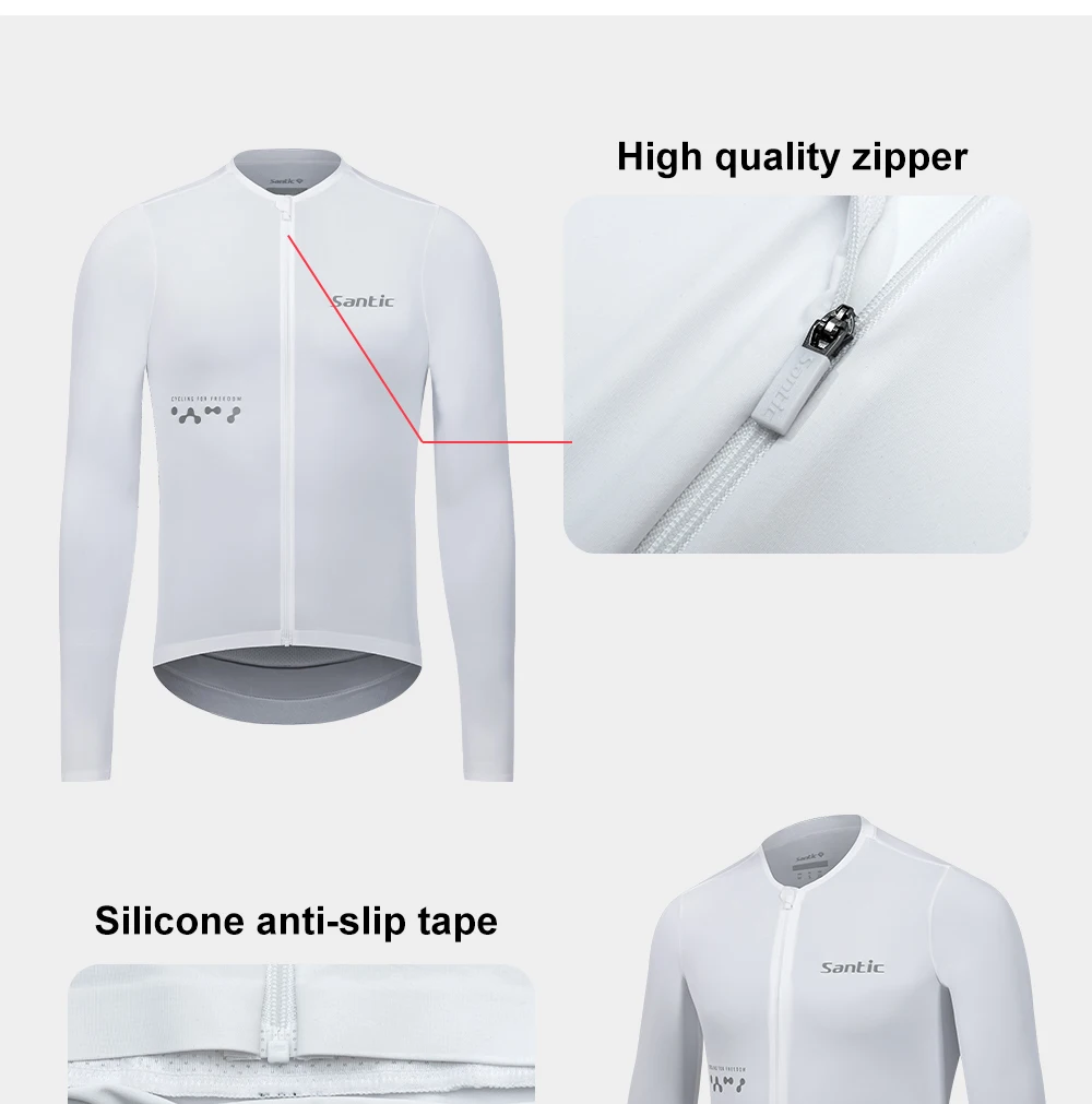 Santic Herren-Radtrikots, langärmelig, Fahrradtrikot, Sonnenschutz, atmungsaktiv, hochelastisch, für Outdoor-Training – Detail 5
