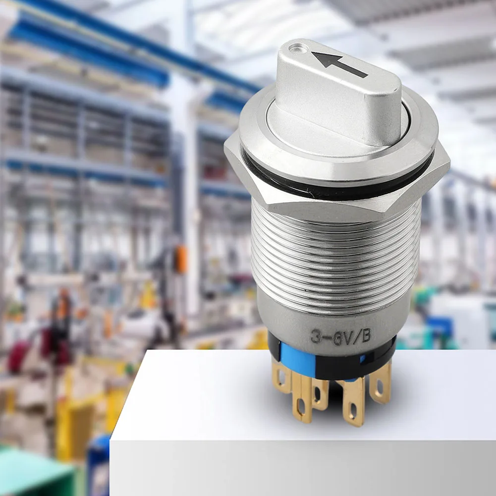 19mm Momentary Rotary Push Button Switch 3Position 2NO2NC 3-6V ON-Off Waterproof For CNC Machines, Industrial Equipment