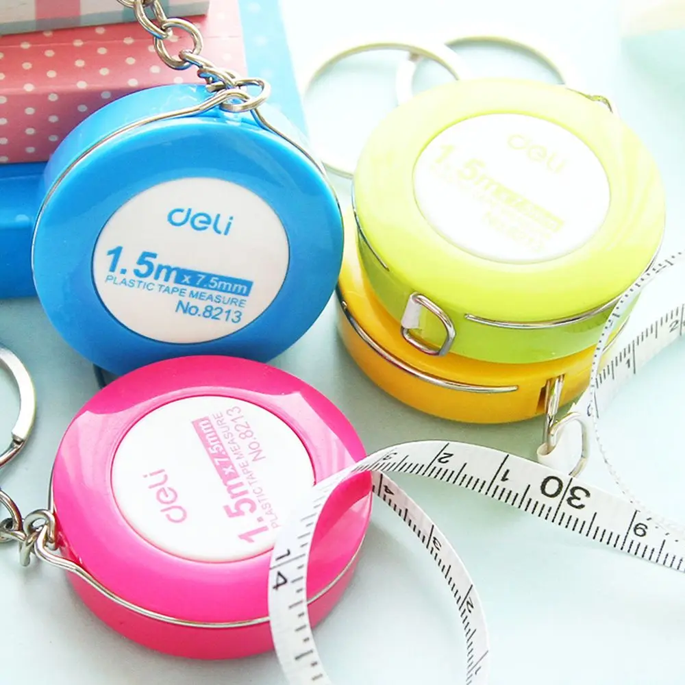 Hot Sale Mini Tape Measure With Key Chain Plastic Portable 1.5m Retractable Ruler Centimeter/Inch Tape Measure