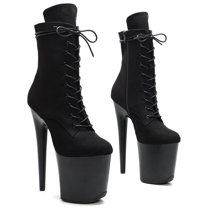 

Leecabe Black 20CM/8inches Pole dancing shoes High Heel platform Boots closed toe women boot 3K