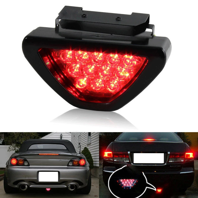 

12V Universal Car Brake Light F1 Triangle Reverse Safety Parking Strobe Fog Lamp LED Rear Laser Tail Brake Stop Light