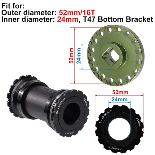 Imagen 2 del producto Llave de instalación y extracción del soporte inferior de bicicleta HEPPE T47, llave de soporte inferior para reparación de 52mm 16T T47 BB