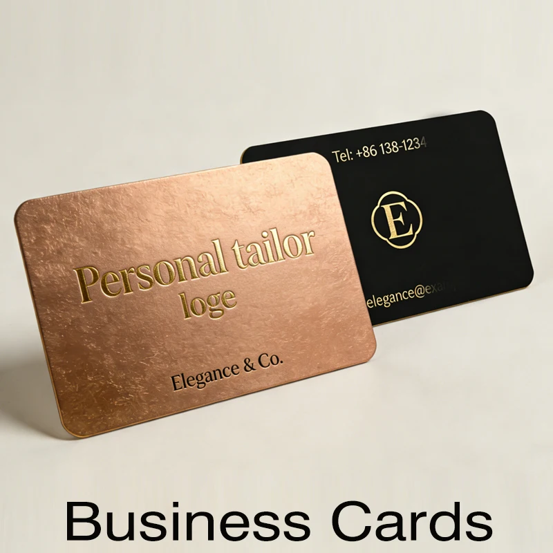 

200pcs Custom Luxury Gold Foil Business Cards Thick Copper Plate Paper Name Cards, Double-sided Printing Personalized Logo Cards