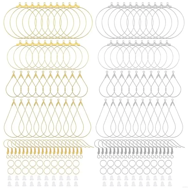 

Q0KE DIY Jewelry Earring Making Set Artistic Earring Making Set Stylish Silver and Golden Components for DIY Crafts