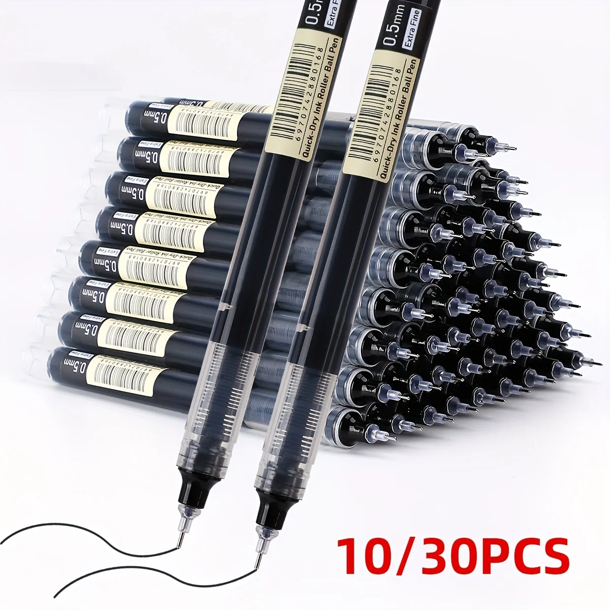 30pcs/10pcs Direct Liquid Quick Drying Gel Pens 0.5mm - Smooth Writing, Fast Drying Ink - For Students & Office Workers