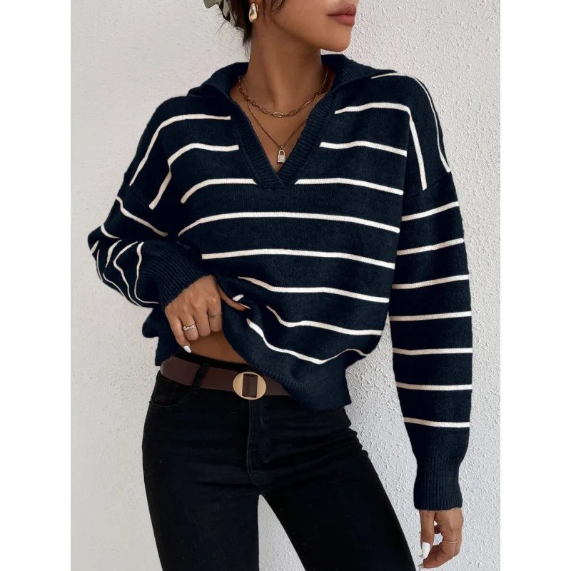 

Striped Knit Shirt T 99012 Women's Fashion Spring Collection Comfortable Fit Casual Wear Made from Quality Materials