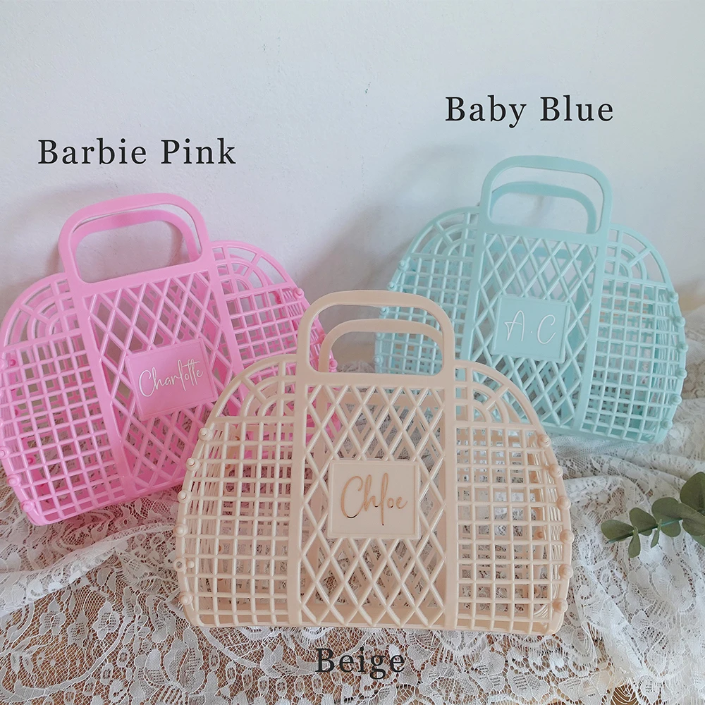 Personalized Jelly Bag Plastic Straw Clutch Custom Gift Basket Kid's Birthday Party Birthday Party Bathroom Cutout Wash Storage