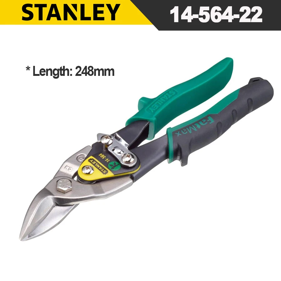 Stanley Aviation Snips Straight Cut Bi-Metal Industrial Grade Metal Scissor Wire Aviation Scissors 14-562-22|14-563-22|14-564-22