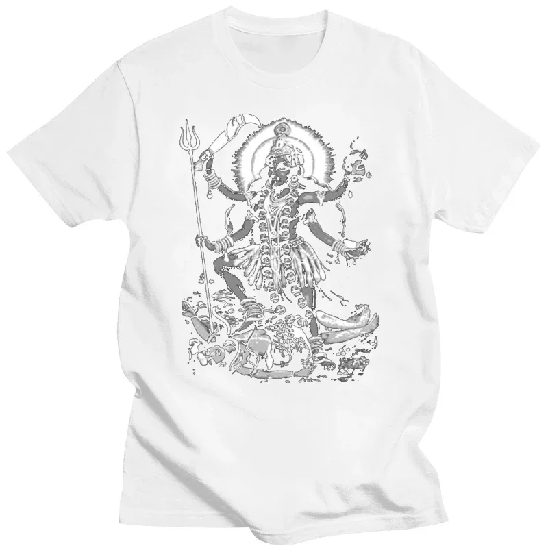 Hindu God Kali Men\'s T-Shirt Summer Fashion Short Sleeve T-Shirt Round Neck Cotton Black Top High Quality Fashion