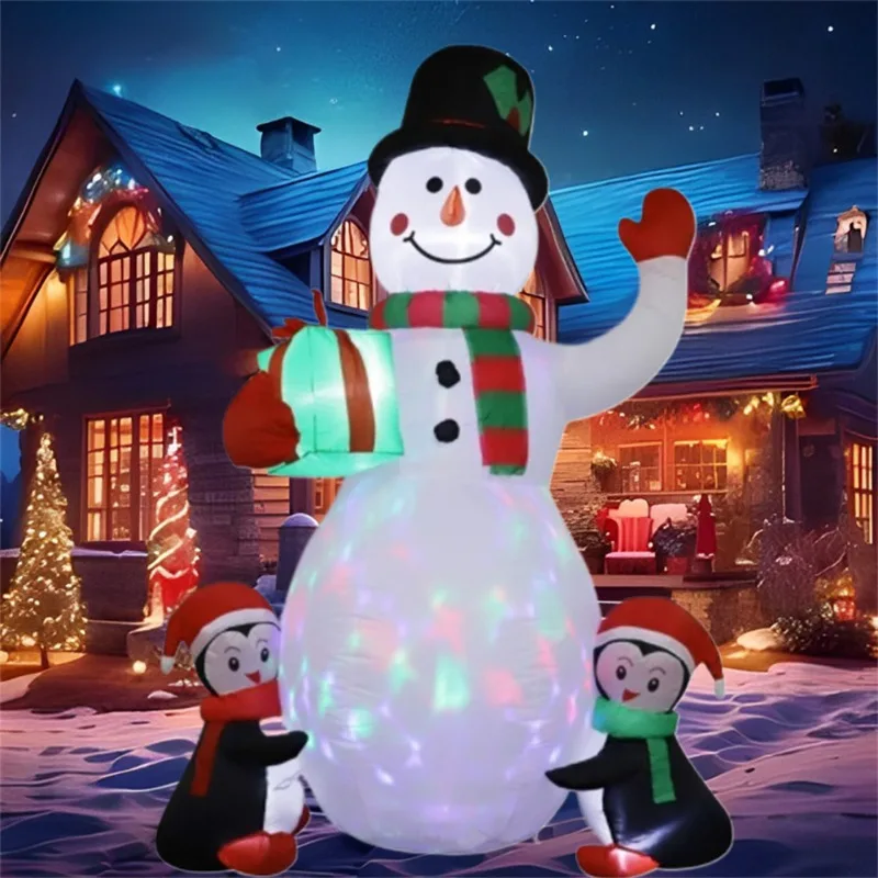 Inflatable Toy Penguins Gift Snowman Christmas Inflatable Model Luminous Inflatable Model Christmas Atmosphere Decoration Model