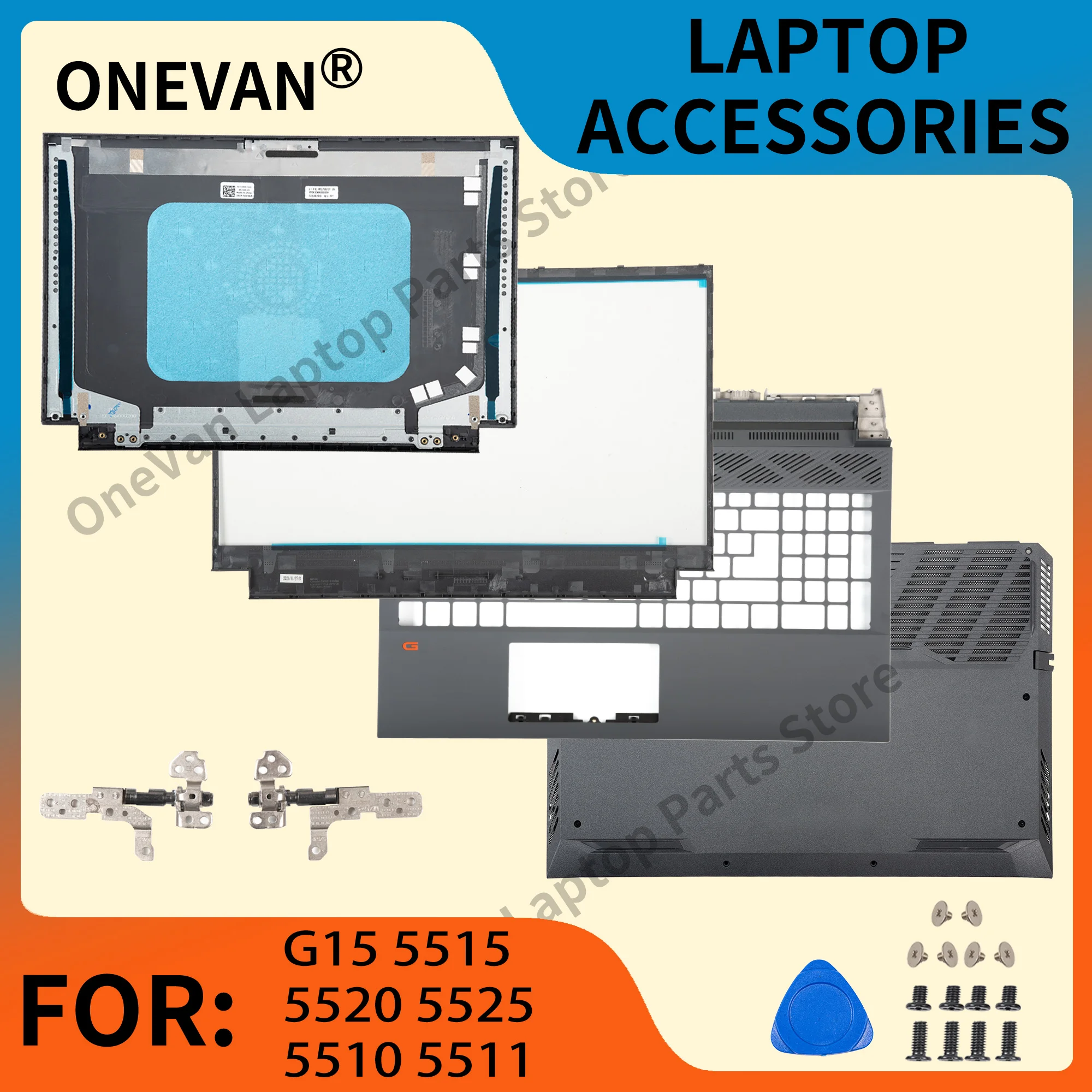 

Новинка для G15 5510 5511 5515 5520 5525, задняя крышка ЖК-дисплея, передняя панель, упор для рук, нижняя часть корпуса, петли, серая крышка 03WXNM 0V256H 0HC60R