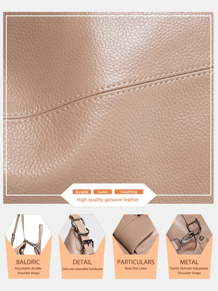 Zency Fashion Women Shoulder Bag Genuine Leather Large Capacity Handbag Crossbody Hobo Bags For Girls Bolsa 2024