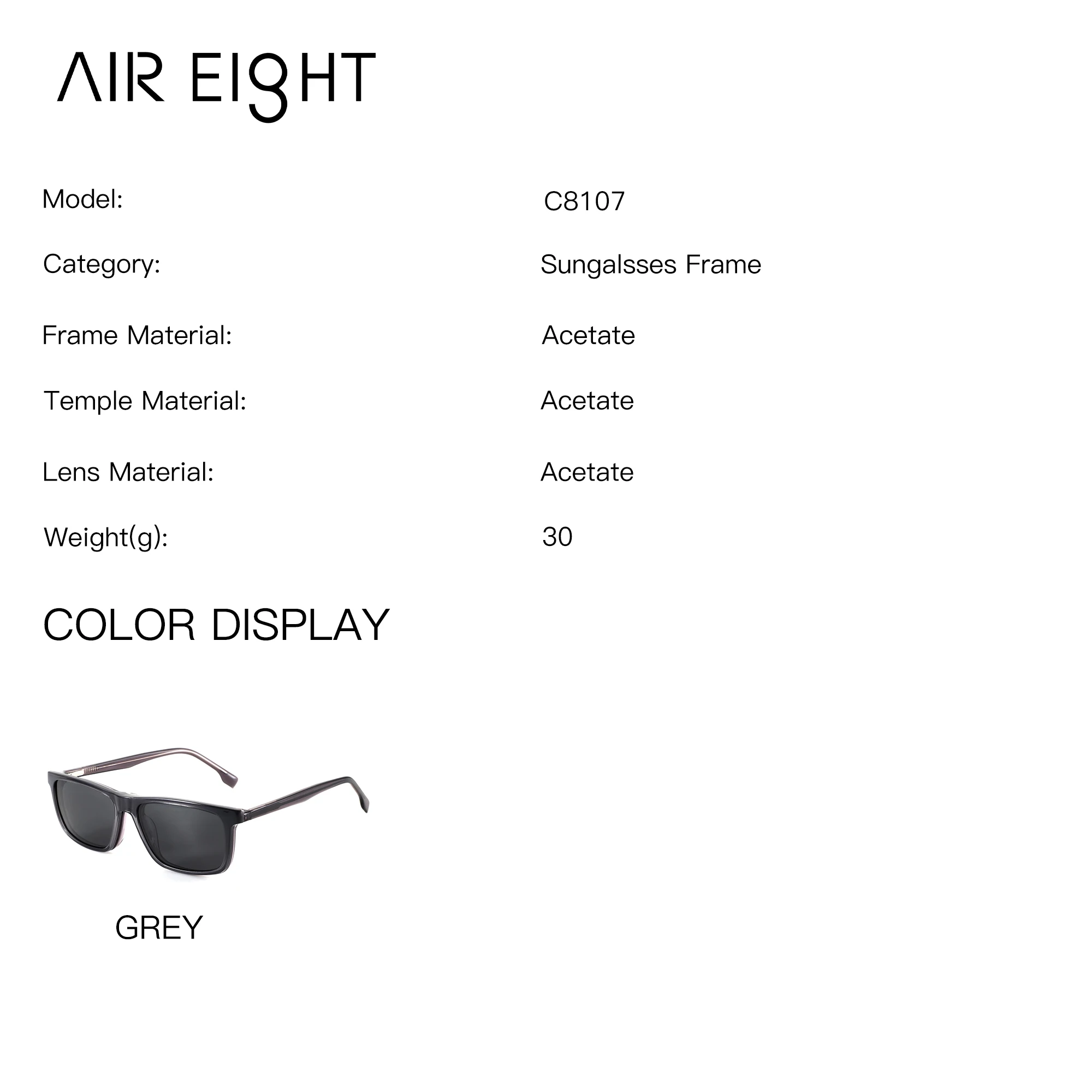 AIREIGHT Acetate Rectangle Magnetic Clip On Polarized Prescription Eyeglasses For Men Myopia/Presbyopic Optical Glasses
