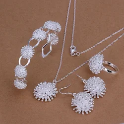 925 Sterling silver wedding jewelry women exquisite fireworks bracelet Drop Earrings necklace ring fashion  sets