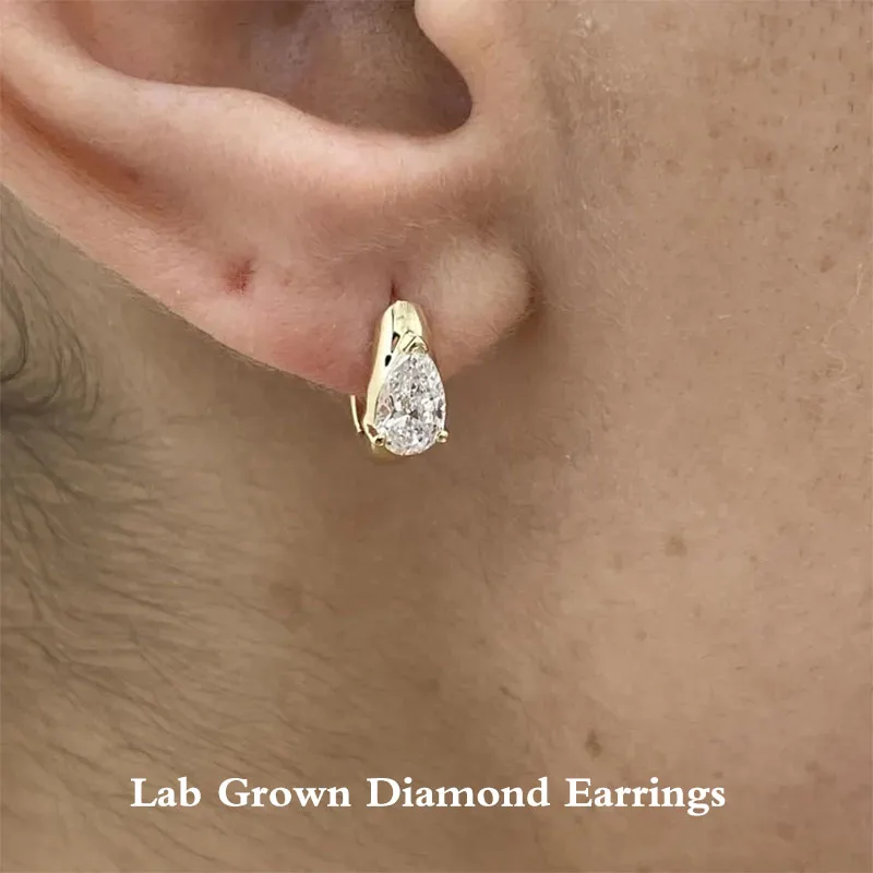 

0.6ctw Pear Cut Diamond Earrings Sparkly DEF/VS VVS Lab Grown Diamond 14K /10K Gold Elegant Design Design Earrings