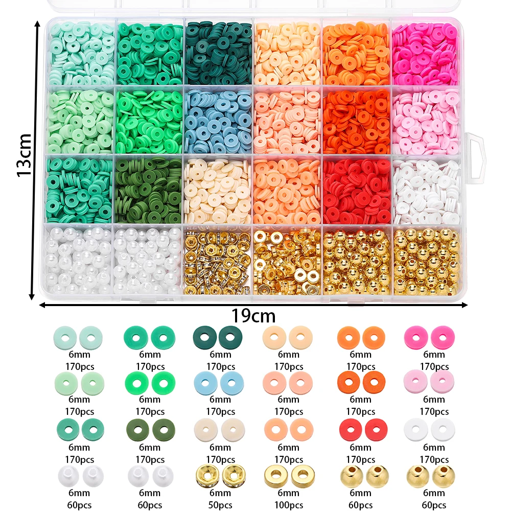 3440-3740pcs 6mm Clay Beads with Imitation Pearl Beads Rhinestone Spacer Bead for Friendship Bracelet DIY Jewelry Making Kits