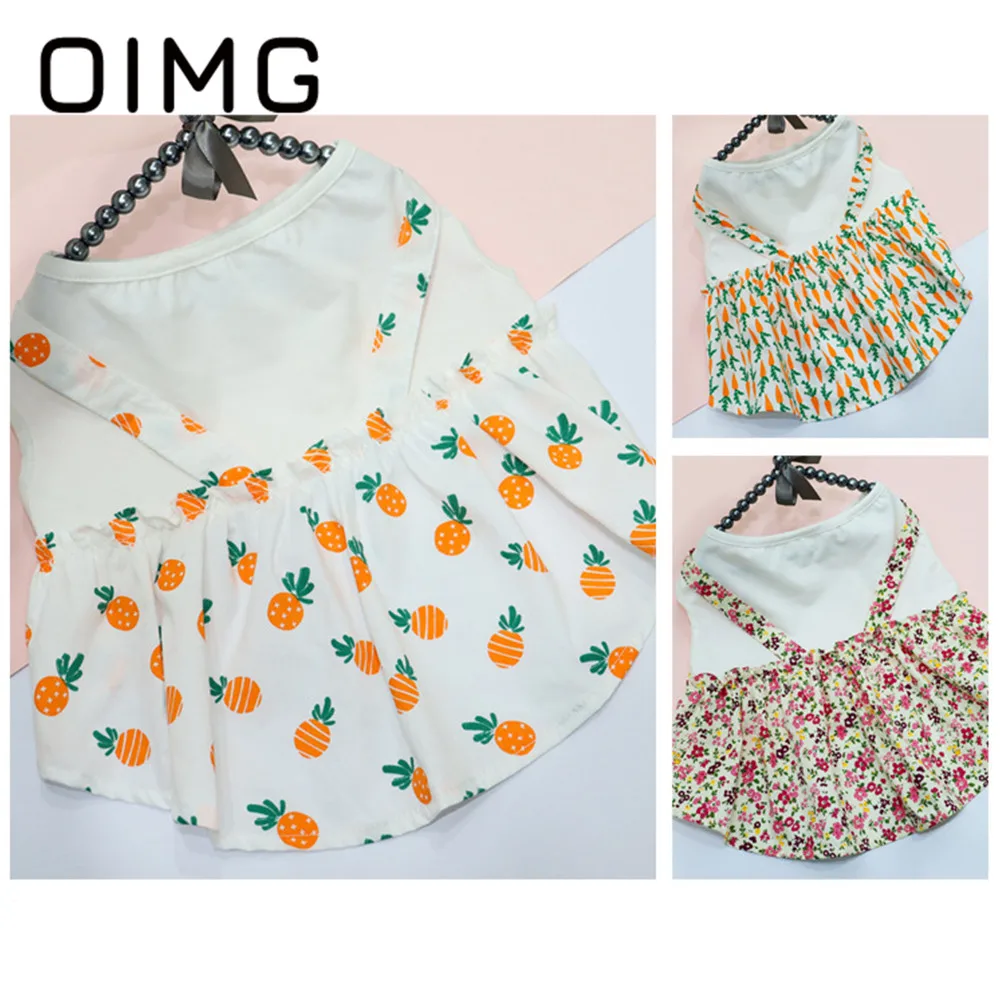 

OIMG Floral Skirts For Fat Dog Summer Thin Puppy Dress French Bulldog Pug Corky Cotton Small Dogs Garment Super Cute Pet Clothes