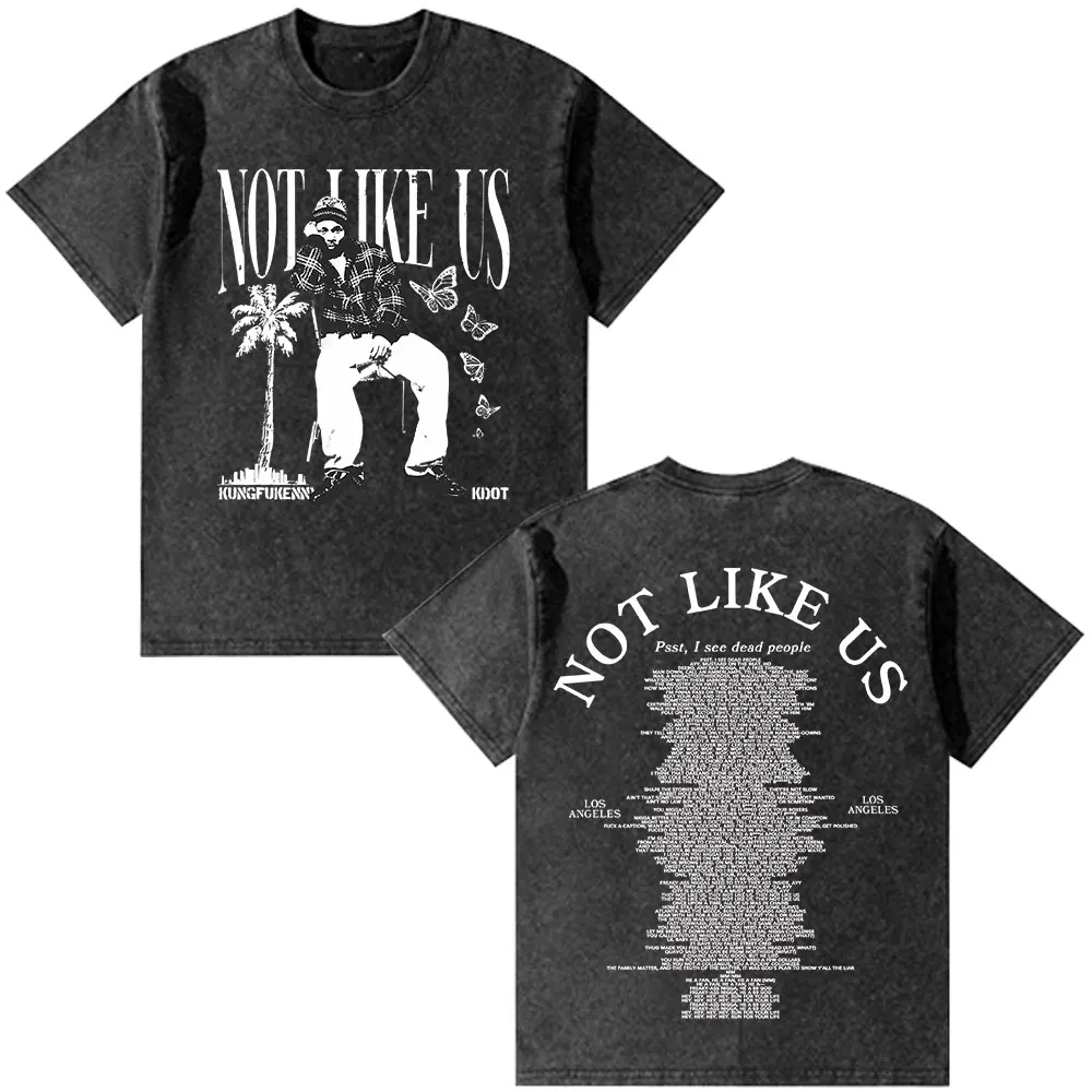 

Washed Vintage Kendrick Lamar They Not Like Us T-shirts Male Women Casual Cotton Oversized T-shirt Men Hip Hop Fashion T Shirts