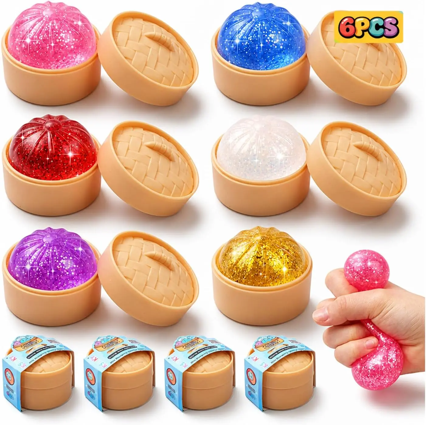 

6 Pack Dumpling Squishy Mystery Box, 6 Color Dumpling Squishy Toys Pack, Dumplings Squeeze Fidget Toys, Squishies for Kids Party Favors Goodie Bag Stuffers Classroom Prizes