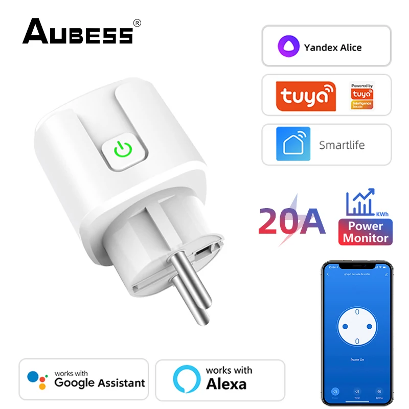 AUBESS EU WiFi Tuya Smart Plug 16A/20A Power Monitor Drahtlose Steckdose Smart Leben Funktioniert