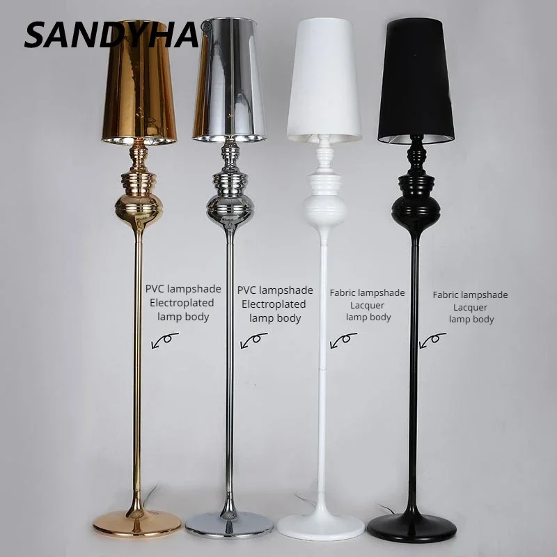 SANDYHA Nordic Luxury Floor Lamps Neoclassical Elec Troplating Led Table Lamp Bedroom Home Decor Standing Lampe Salon Lighting