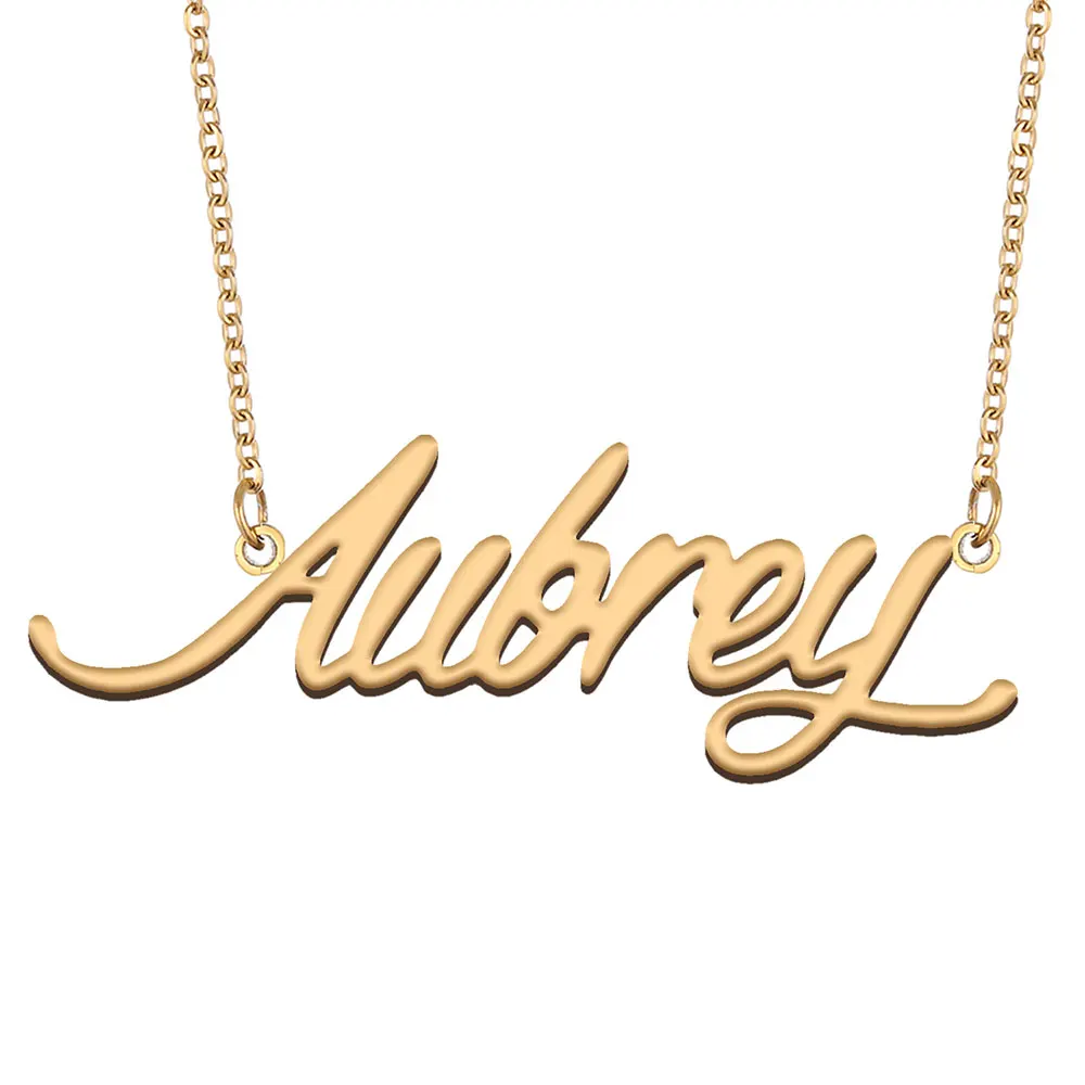 

Aubrey Name Necklace for Women Stainless Steel Jewelry Gold Color Nameplate Pendants Collares Para Mujer Letters Choker