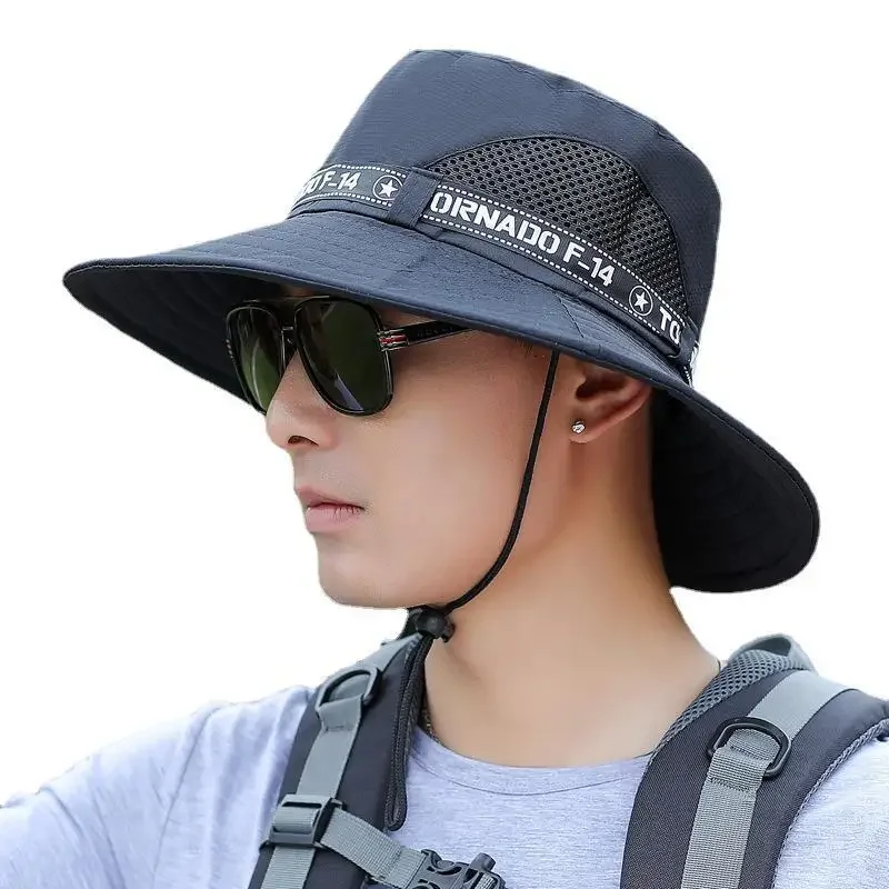 Summer Bucket Hat For Men Fisherman Cap Fishing Outdoor Sunshade Unisex Brim Sunscreen Riding Hiking Suncreen Sunhat camouflage