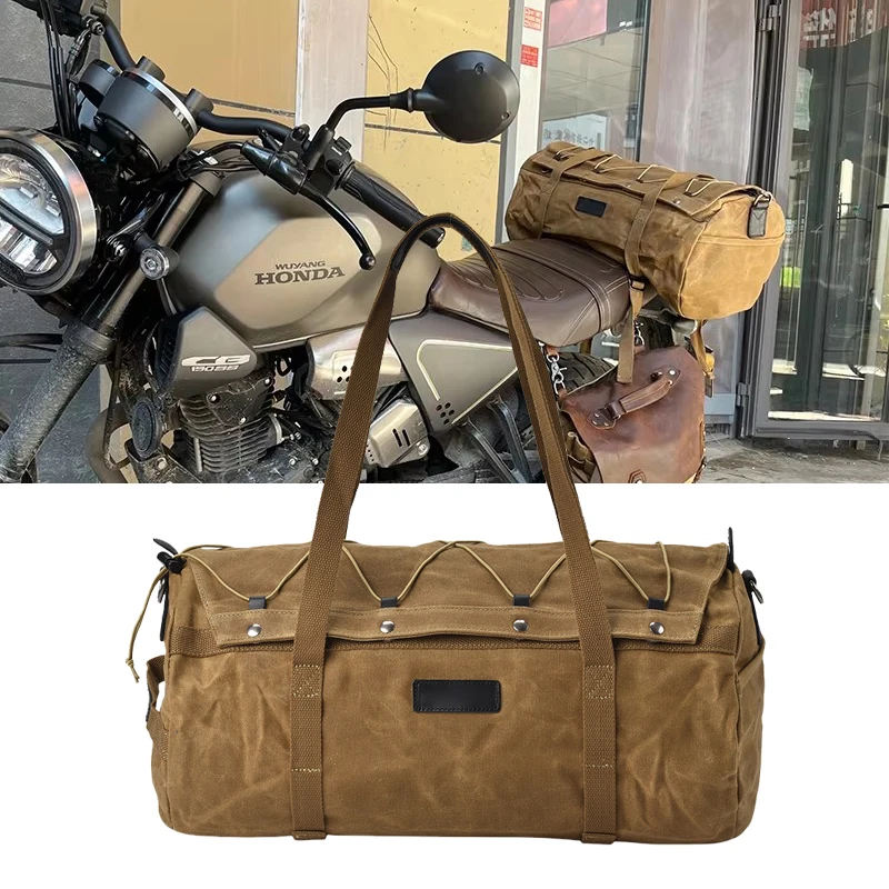 

High Quality Oil Wax Canvas Travel Vintage Waterproof Motorcycle Bag Men Handbags Messenger Bags Moto Motorbike Tail Bag