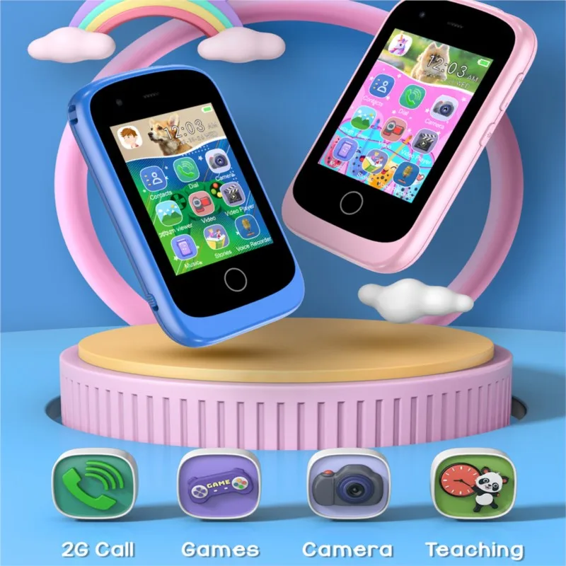 2G Call Kids Smart Phone 8GB 17 Games SOS Call Mini Toy Phone Dual Cameras Photo Video Record Music Play Calculator Audio Book