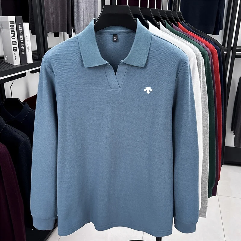 Hochwertiges Herren-Polohemd mit Originaldruck, Herbstmode, 100% Baumwolle, Revers, Langarm-T-Shirt, bequeme Freizeitkleidung für Herren – Detail 8