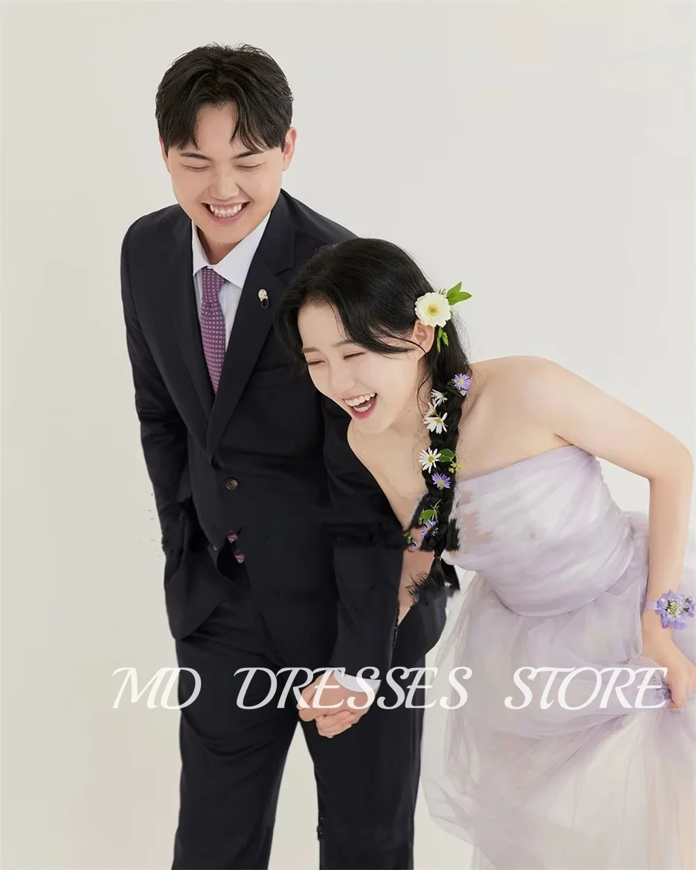 MD Princess Purple Wedding Dresses Korea Photoshoot Strapless Performance Dress Floor-Length Sleeveless Customized Party Gown