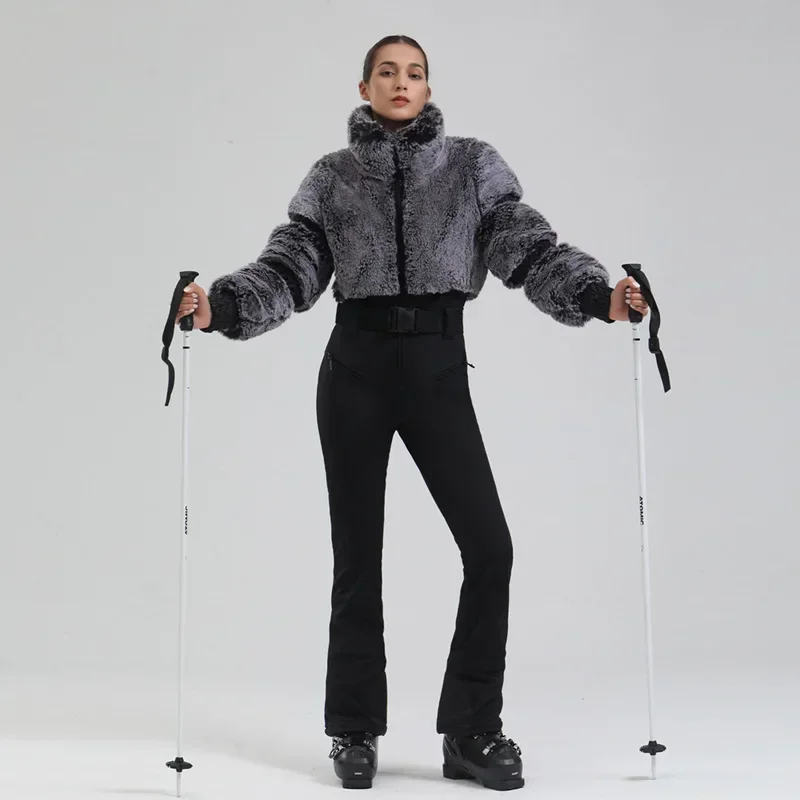 Setelan Ski satu potong untuk olahraga Snowboard Suit Slim Thermal Hoodie Ski jumpsuit musim dingin wanita tahan angin tahan air Set salju