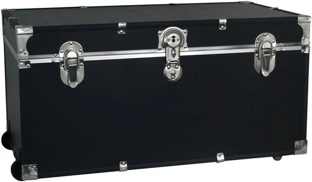 

Seaside Style Heavy Duty 31" Under Bed College Storage Trunk with Wheels & Lock, Latch Closure Type, 30" L x 8.25" W x 18.25" H