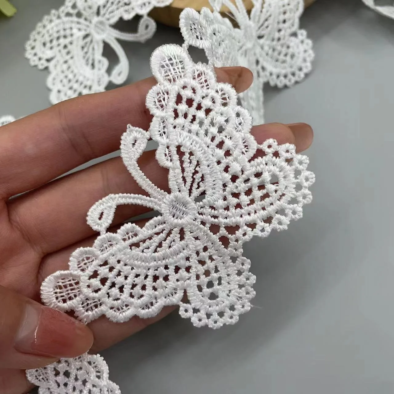 1 M Vintage White Butterfly Lace Edge Trim Embroidery Applique for Sewing Craft