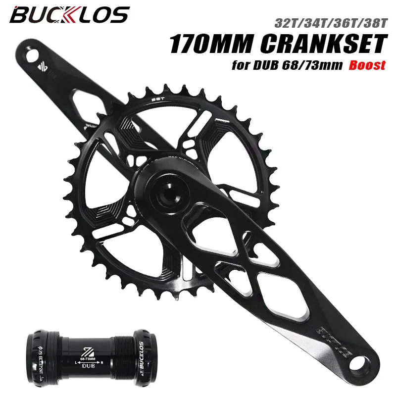 

BUCKLOS MTB Crankset 7075 Aluminum Alloy Bike Crank Set 29MM Enduro DH Mountain Bicycle Crankset for Sram DUB 11 Speed Cycling