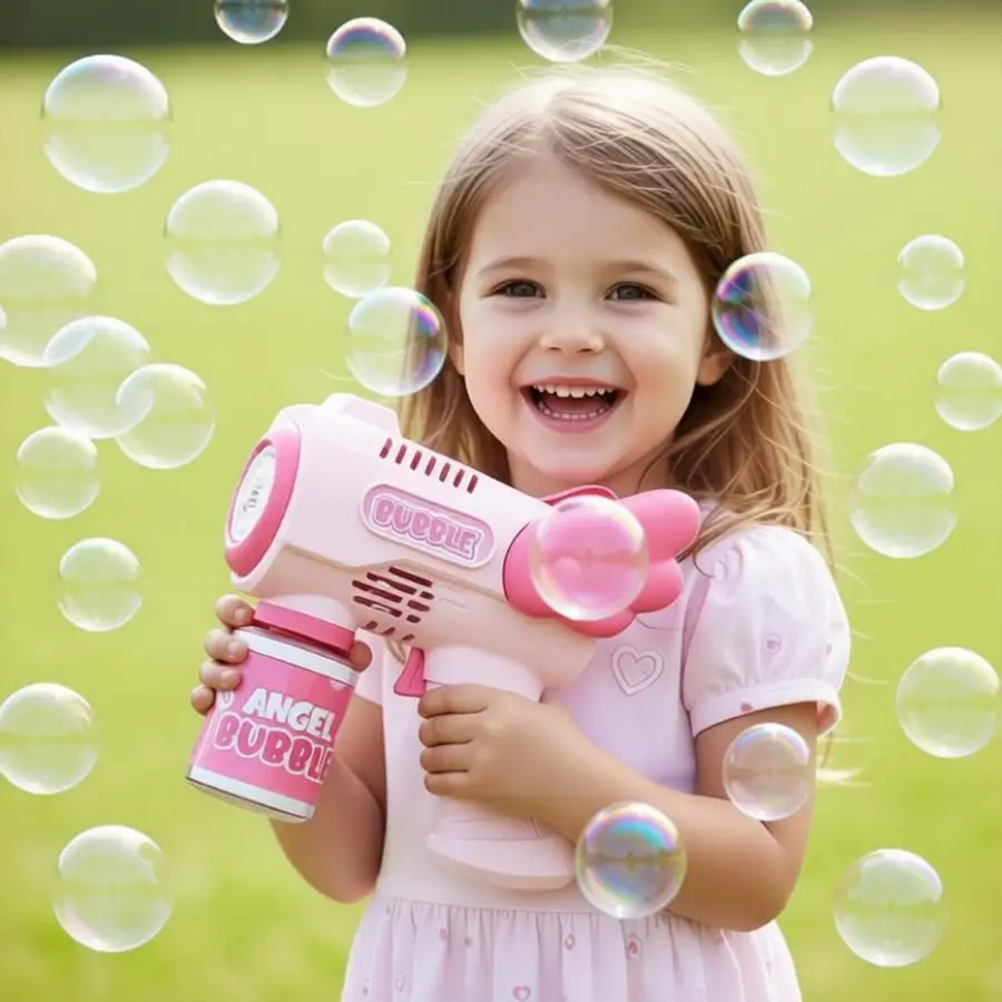 Engel-Automatische Seifenblasenmaschine mit Flügeldesign, elektrisches Handseifenblasen-Spielzeug für Kinder, Outdoor-Garten-Geburtstagsgeschenk