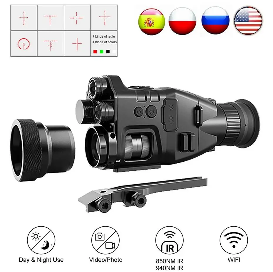 

Henbaker CY789 Infrared Night Vision Scope 940nm Digital Night Vision Monocular Device with Wifi APP 1080P HD 24x NV Optical