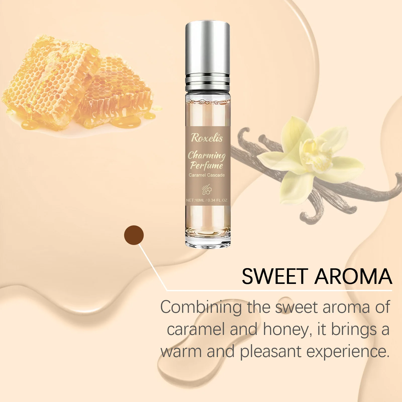 Roxelis Honey Infused Perfume Caramel Lasting Sweet Aroma Light Scent Fresh Exudes Feminine Elegant Charming Fragrance Perfume