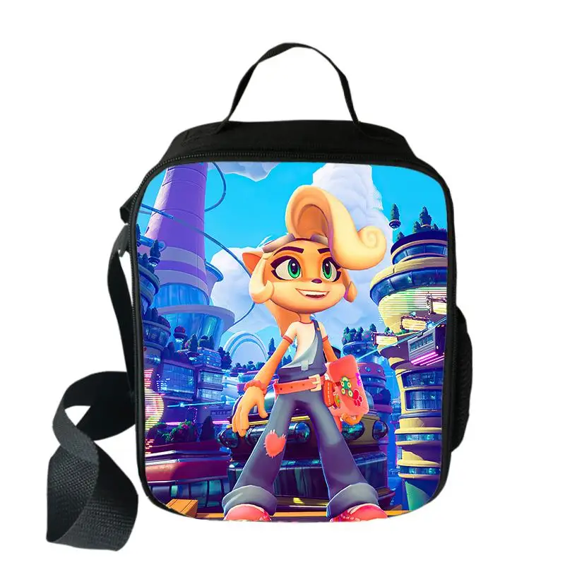 

Hip Hop Crossbody Game Crash Bandicoot Lunchbox Thermal insulation Food Lunch Bag 3D Printed Picnic Insulated Handbags Ice Bags