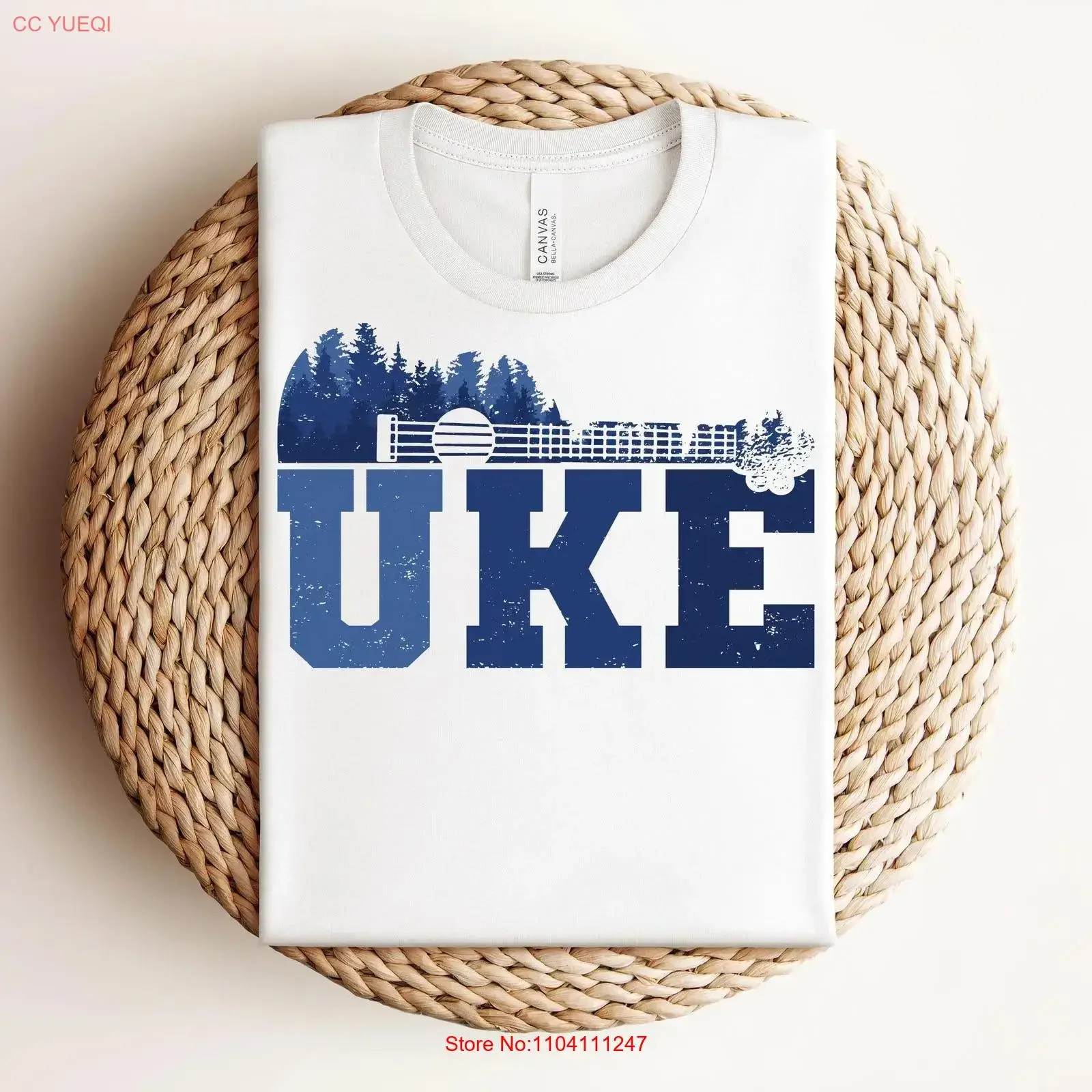 Midnight Ukulele T Shirt Forest Silhouette Music Lover vintage Washed homme Unisex Versatile streetwear designer clothes