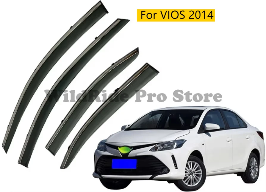 

PC Injection Car Door Windows Sun Vent Visor Weather Shield Rain Guard Wind Deflector Window Visor for VIOS 2014