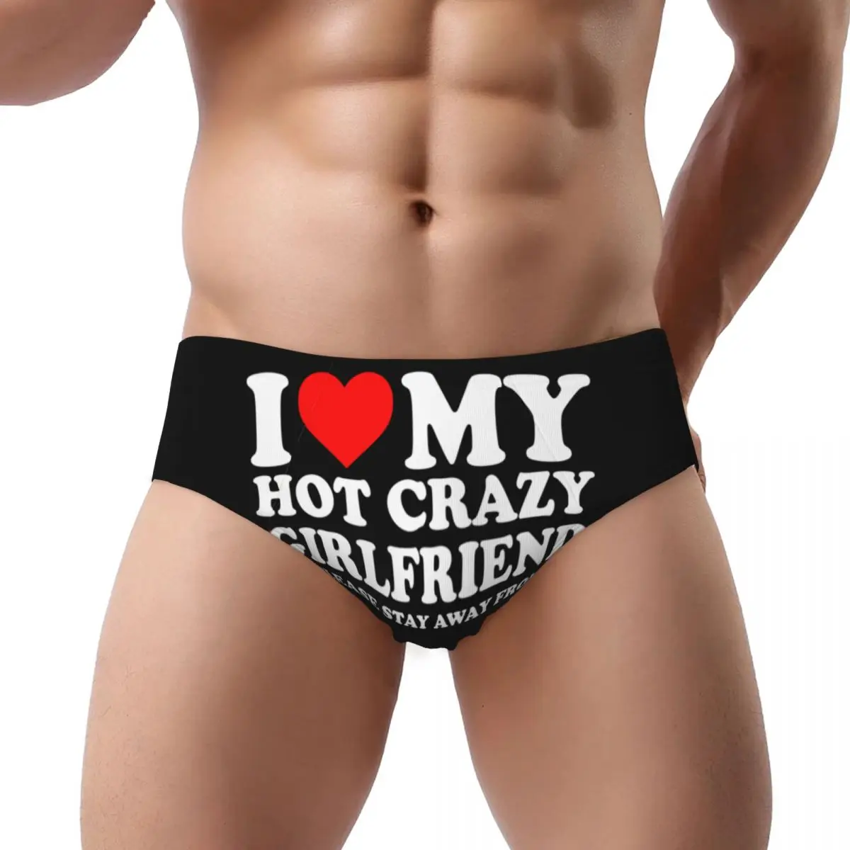 

Custom Mens I Love My Hot Crazy Girlfriend I Love My Hot Crazy GF Couple Panties Underwear Male Breathable Briefs Underpants