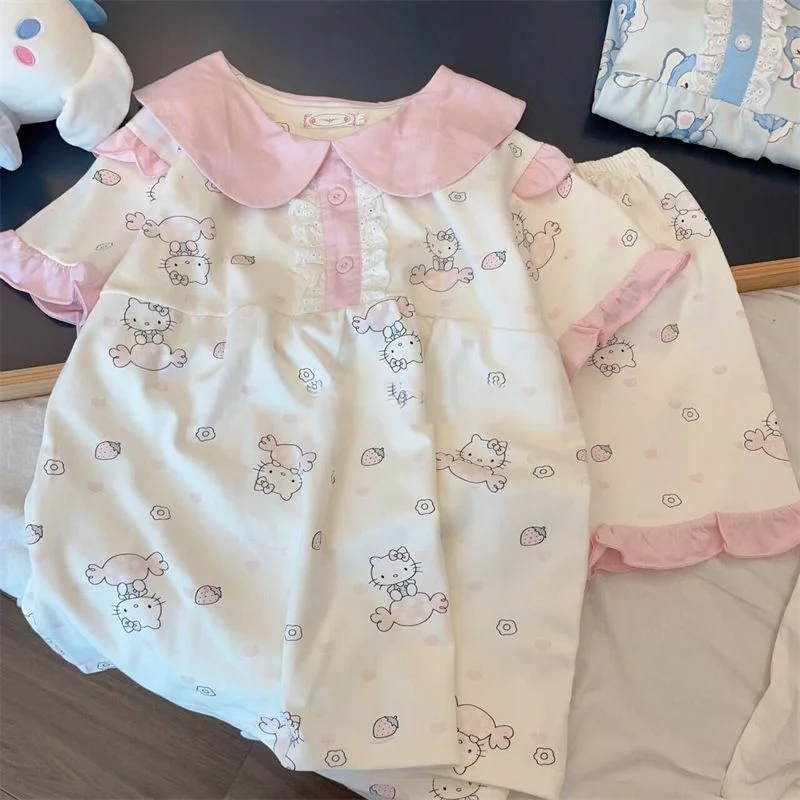 Pajamas for Women Hello Kitty New Summer Short-Sleeved Shorts for Students To Wear Outside Comfortable Home Clothes Set Sweet view 5