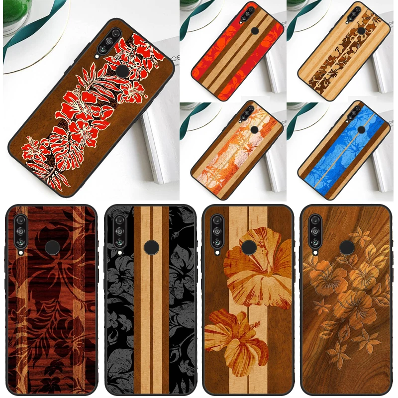 Hawaiian Faux Wood Surfboard For Huawei Nova Y90 Y91 Y60 Y70 Y72 Y61 9 10 SE 12i 12s 11i 5T P60 Pro P20 P30 P40 Lite Case